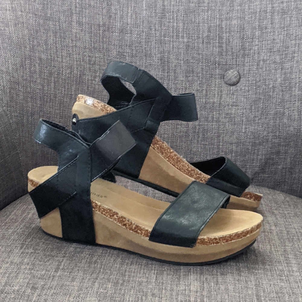 Black Wedge Sandals